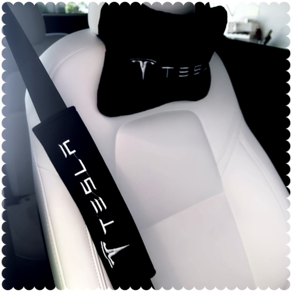 CarHead Neck Rest Pillow & Seatbelt Cover for TESLA(2 packs) - Picture 2 of 5